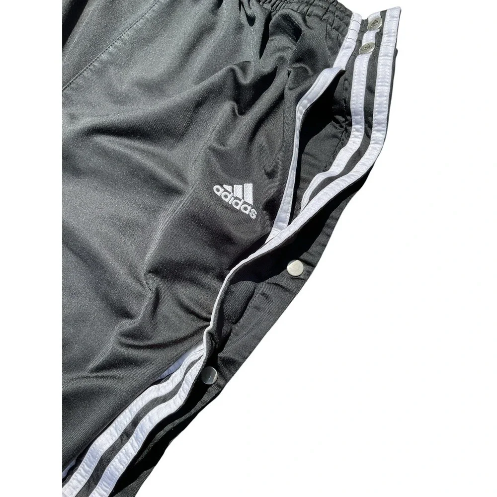 Vintage Adidas Break Away Snap Pants‎ Medium Black Basketball Straight Leg